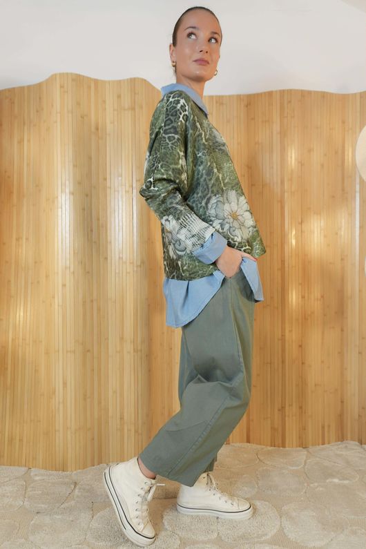 Raven Relaxed Knit Top Leopard Floral